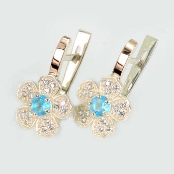 Серьги серебряные с золотыми пластинами Silver Style 094с