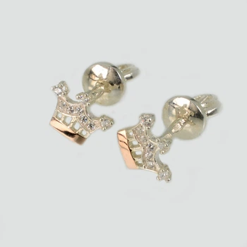Серебряные серьги подвески с золотыми вставками Silver Style Вк 1