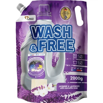 Гель для стирки Wash&Free Жасмин и Лаванда с Марсельским мылом Дой-пак 2 кг (4823128001430) (344420)