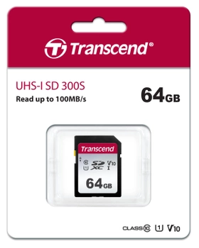 Карта памяти Transcend 300S SDXC 64GB Class 10 UHS-I U1 V10 (TS64GSDC300S)