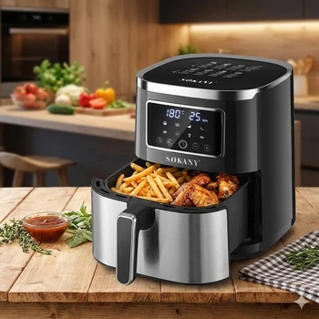 Аерофритниця Sokany SK 10052 1700W Аерогриль безмасляна мультипіч для приготування без олії 7 л з сенсорним керуванням