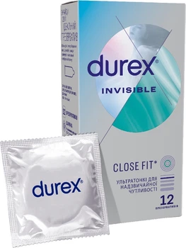 Презервативи ультратонкі латексні з силіконовим мастилом Durex Invisible 12 штук