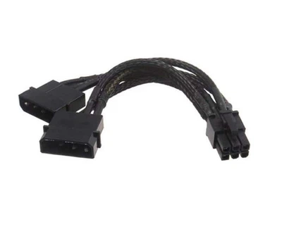 Переходник в оплетке для gpu MOLEX+MOLEX -> 6 pin для видеокарты PCI-E кабель 18AWG молекс Черный