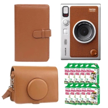 Набор камера моментальной печати Fujifilm Instax Mini Evo Hybrid Brown + чехол + фотоальбом 108 + фотопленка 100 шт