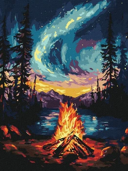 Картина по номерам 30х40 см. Северное сияние с красками металлик extra ©art_selena_ua Идейка. KHO6361
