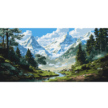 Картина по номерам 40×80 см Kontur. Горный пейзаж. Дыхание природы DS0707