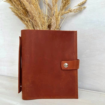 Недатированный ежедневник Professional Journals в кожаной обложке Лондон А5 с большым карманом для документов А4 Коньяк