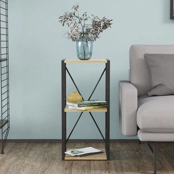 Этажерка 3/34 Ferrum-decor Серии Конект 73x34x28 черный ДСП Дуб Сонома 16мм (FRD-104292)