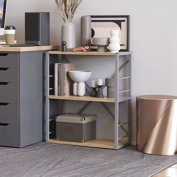 Этажерка 3/60 Ferrum-decor Серии Конект 75x60x28 серый ДСП Дуб Сонома 16мм (FRD-104269)