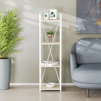 Этажерка 4/34 Ferrum-decor Серии Конект 120x34x28 белый ДСП Дуб Сан-Марино 16мм (FRD-104278)