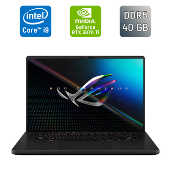 Игровой ноутбук Asus ROG Zephyrus M16 GU603ZW / 16" (2560x1600) IPS / Intel Core i9-12900H (14 (20) ядер по 3.8 - 5.0 GHz) / 40 GB DDR5 / 1000 GB SSD / nVidia GeForce RTX 3070 Ti, 8 GB GDDR6X, 256-bit / WebCam / Windows 11 б/у