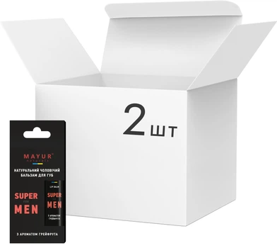 Упаковка натуральних бальзамів для губ Mayur Super for men для чоловіків 5 г х 2 шт (2200717492190)