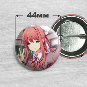 Значок Моника из игры Doki Doki Literature Club! / Литературный клуб Доки Доки! №9 44мм