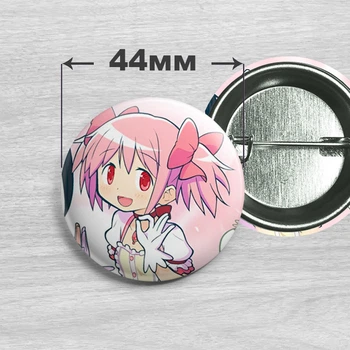Значок Мадока Канамэ из аниме Девочка-волшебница Мадока Магика / Mahou Shoujo Madoka Magica. №7 44мм