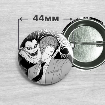 Значок Ягами Лайт и Рюк из аниме Тетрадь смерти / Death Note. №4 44мм