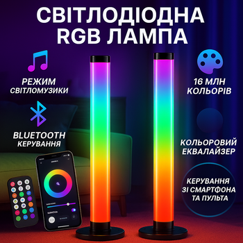 Смарт RGB видеосветило 2 шт LED неоновая лампа с Bluetooth, управление через телефон, умные светодиодные жезлы для фото, видео и п