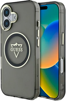 Панель Guess IML Metal Mountain Logo MagSafe для Apple iPhone 16 Black (3666339433666)