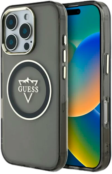 Панель Guess IML Metal Mountain Logo MagSafe для Apple iPhone 16 Pro Black (3666339433680)