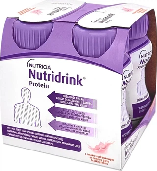Żywienie dojelitowe Nutricia Nutridrink Protein Strawberry o smaku truskawkowym o wysokiej zawartości białka i energii 4 szt x 125 ml (8716900565380)