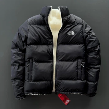 Двухстороння зимова тепла чоловіча куртка THE NORTH FACE чорно-біла, розмір S