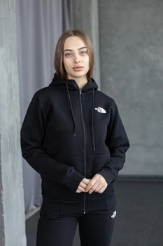 Зимовий жіночий костюм THE NORTH FACE чорний, зіп худі штани, розмір M