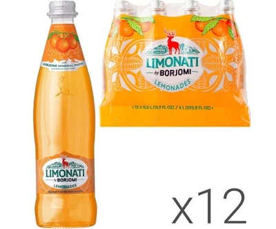 Упаковка соковмісного газованого напою Аджарський мандарин Borjomi Limonati скло 12 шт. х 0,5 л