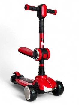 Дитячий самокат-біговел Scooter Highend із фарами, підсвіткою та музикою, червоний