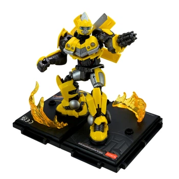 Конструктор Робот Трансформер Transformers с подсветкой на подставке Blokees Бамблби 10 см