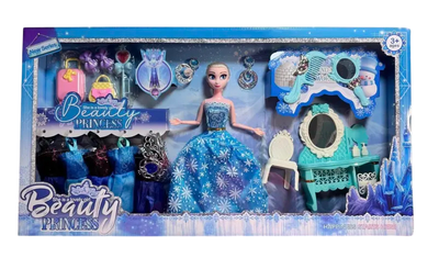 Шарнирная кукла Эльза Холодное сердце Frozen с платьями туалетным столиком и аксессуарами 28 см