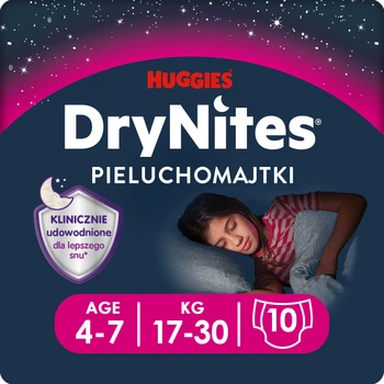Pieluchomajtki Huggies DryNites dla dziewczynki 4-7 lat 10szt. (5029053527581)