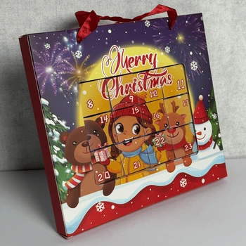 Адвент календарь с украшениями Набор для создания браслетов Merry Christmas Новогодний подарок Синий