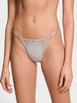 Женские трусики Victoria’s Secret (42112955167060) Lace-Trim Adjustable V-String M серые