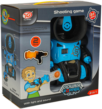 Ігровий набір YG Sport Power Gun Popper Cтрільба по мішенях 2в1 Синій робот (5903039752610)