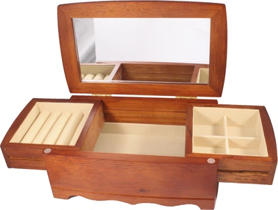 Шкатулка раздвижная для украшений с зеркалом King Wood Орех (JF-K0604B)