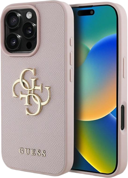Панель Guess Grained Big 4G & Classic Logo для Apple iPhone 16 Pro Pink (3666339424848)