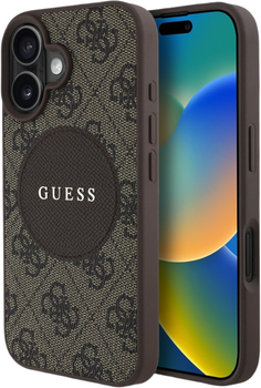 Панель Guess 4G Circle Classic Logo MagSafe для Apple iPhone 16 Brown (3666339426477)
