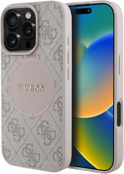 Панель Guess 4G Circle Classic Logo MagSafe для Apple iPhone 16 Pro Pink (3666339426798)
