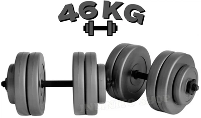Гантелі композитні набірні 46 кг (2×23 кг) WCG Grey Edition, пластиковий гриф Ø30 мм (антиударні диски)