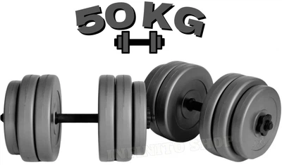 Гантелі композитні набірні 50 кг (2×25 кг) WCG Grey Edition, пластиковий гриф Ø30 мм (антиударні диски)