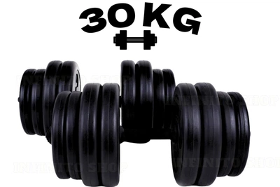Гантели композитные наборные 30 кг (2×15 кг) WCG Titan Edition, пластиковый гриф Ø30 мм (антиударные диски)