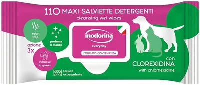 Влажные салфетки для собак и котов дезинфицирующие Inodorina Refresh Clorexidina с хлоргексидином 110 шт (230.0120.008)