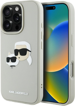 Панель Karl Lagerfeld HC 3D Rubber Double Heads для Apple iPhone 16 Pro Max Beige (3666339402372)