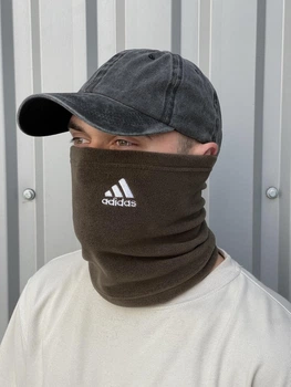 Бафф флисовый теплый с вышитым логотипом Adidas хаки