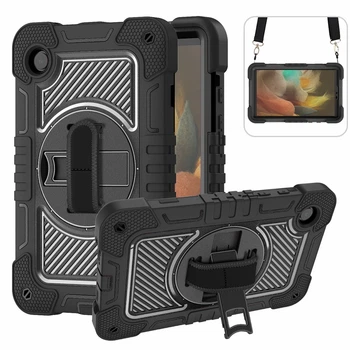 Протиударний чохол Carbon Capsule з підставкою 360° та ремінцем на Samsung Galaxy Tab A9 8.7" SM-X110 SM-X115 Чорний
