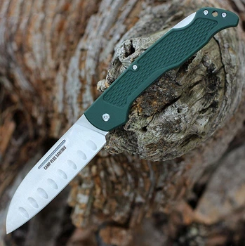 Ніж складний Ontario Camp Plus Santoku Folder Knife Green GFN 4.25" Satin Зелений (4305)