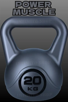 Гиря виниловая для фитнеса и силовых тренировок Power Muscle 20 кг (серо-чёрная)
