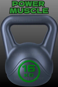 Гиря виниловая для фитнеса и силовых тренировок Power Muscle 16 кг (серо-зеленая)