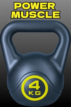 Гиря виниловая для фитнеса и силовых тренировок Power Muscle 4 кг (серо-жёлтая)