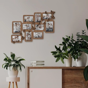 Фоторамка-колаж The Frame Depot Бабочки настенная деревянная на 10 горизонтальных и вертикальных фото Коричневый (butterfly)
