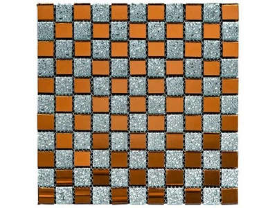 Мозаїка з декоративного скла STICKER WALL 298*298*4,5мм Сірий+оранж SW-00002361